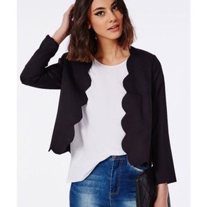 Misguided Laurie Scalloped Cropped blazer  sz 2
